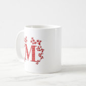 Rot-Blätter des Monogramm-Buchstabe-M Kaffeetasse (Vorderseite Links)