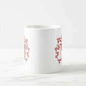 Rot-Blätter des Monogramm-Buchstabe-M Kaffeetasse (Mittel)