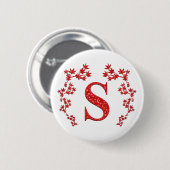 Rot-Blätter des Monogramm-Buchstabe-S Button (Vorne & Hinten)