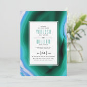 Rot-Blau-Agarage-Scheiben und Rahmen-Hochzeit Einladung (Stehend Vorderseite)