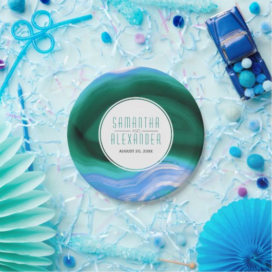 Rot-Blau-Agarage-Scheiben und Rahmen-Hochzeit Pappteller (Party)