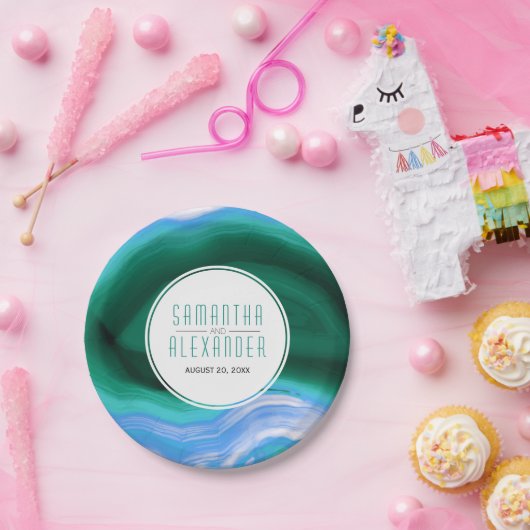 Rot-Blau-Agarage-Scheiben und Rahmen-Hochzeit Pappteller (Party)