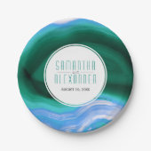 Rot-Blau-Agarage-Scheiben und Rahmen-Hochzeit Pappteller (Vorderseite)