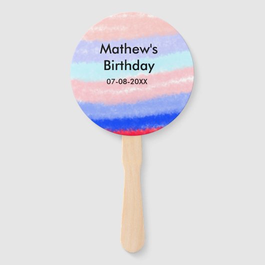 Rot-Blau-amerikanischer Junge Geburtstag hinzufüge Fächer (Vorderseite)