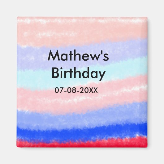 Rot-Blau-amerikanischer Junge Geburtstag hinzufüge Magnet (Vorne)