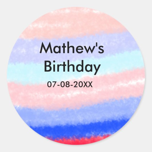 Rot-Blau-amerikanischer Junge Geburtstag hinzufüge Runder Aufkleber (Vorderseite)