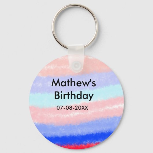 Rot-Blau-amerikanischer Junge Geburtstag hinzufüge Schlüsselanhänger (Vorderseite)