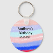 Rot-Blau-amerikanischer Junge Geburtstag hinzufüge Schlüsselanhänger (Rückseite)