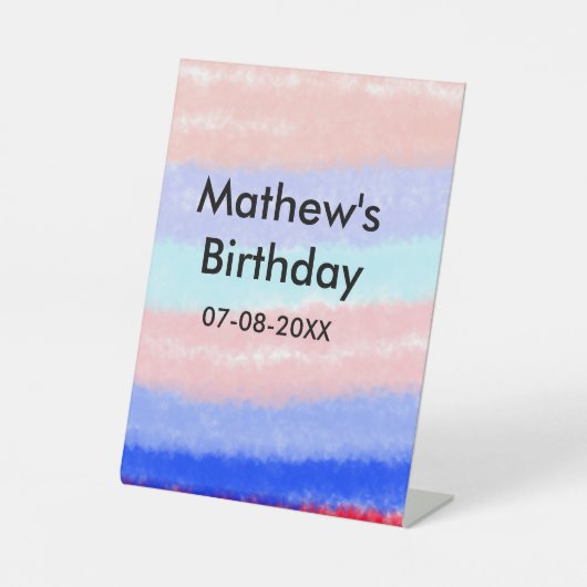 Rot-Blau-amerikanischer Junge Geburtstag hinzufüge Sockelschild (Vorderseite)