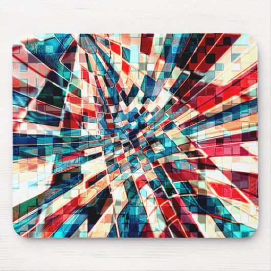 Rot blau auf gedrehten Fliesen und sandiger Effekt Mousepad (Vorne)