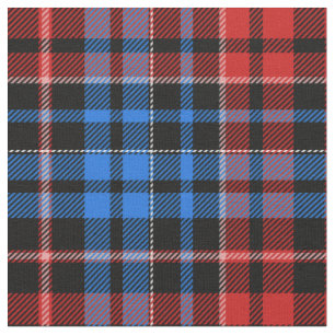Rot Blau auf schwarzem Karo-Tartan-Design  Stoff
