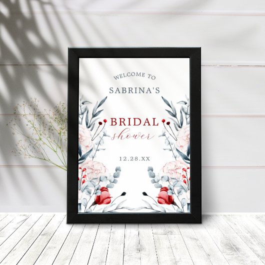 Rot-Blau-Blume Brautparty Herzlich Willkommen Poster