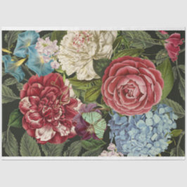 Rot-Blau-Blumenstrauß-Dekodierung Seidenpapier