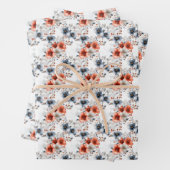 Rot & Blau Blütenblüte in Weiß Geschenkpapier Set (Beispiel)