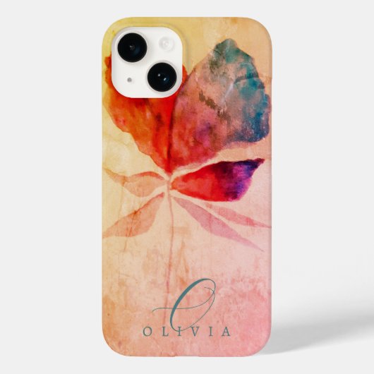 Rot-Blau-Blütenunterschrift Mit Monogramm Case-Mate iPhone Hülle (Rückseite)