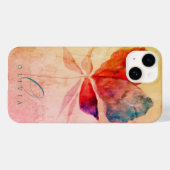 Rot-Blau-Blütenunterschrift Mit Monogramm Case-Mate iPhone Hülle (Rückseite (Horizontal))