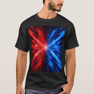 Rot Blau Energy Burst T-Shirt – Abstrakte Explosio