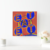 Rot-Blau-Essuhr Quadratische Wanduhr (Zuhause)