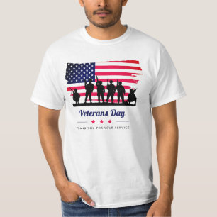 Rot Blau Flagge Veteranentag 2025 – Patriotisches  T-Shirt