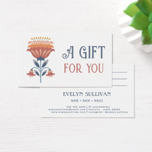 Rot-Blau-Folklorekunst-Blume (Schreibtisch)