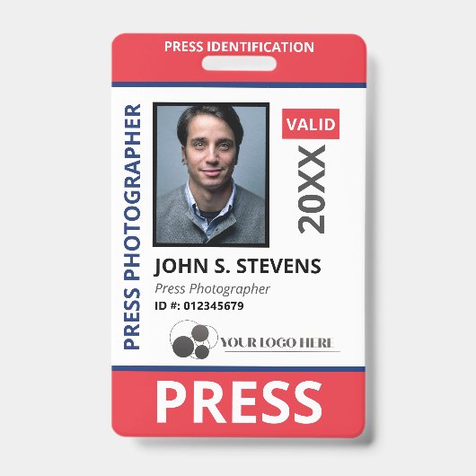Rot-Blau-Foto und Logo-Pressekennung Ausweis (Vorderseite)