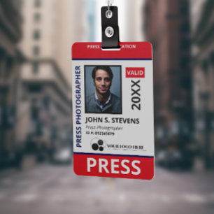 Rot-Blau-Foto und Logo-Pressekennung Ausweis
