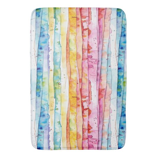 Rot, Blau, Gelb, Abstrakte Aquarellschichten Badematte (Vorderseite Vertikal)