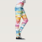 Rot, Blau, Gelb, Abstrakte Aquarellschichten Leggings (Rechts)