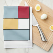 Rot-blau-gelb-mittelgradig Retro-Farbblöcke Geschirrtuch (Viertel Falte)