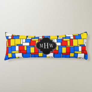 Rot Blau Gelb Mondrian Schwarz Vierblatt 3 Monogra Seitenschläferkissen