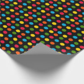 Rot-Blau-Gelb-Orange-Polka-Dot | Schwarz Geschenkpapier (Ecke)