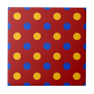 Rot Blau Gelb Polka Punkte Design  Fliese