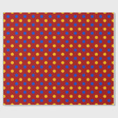 Rot Blau Gelb Polka Punkte Design Geschenkpapier (Flach)