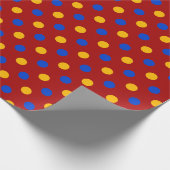 Rot Blau Gelb Polka Punkte Design Geschenkpapier (Ecke)