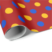 Rot Blau Gelb Polka Punkte Design Geschenkpapier (Rolleneckpunkt)