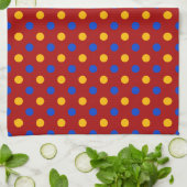 Rot Blau Gelb Polka Punkte Design  Geschirrtuch (Gefaltet)