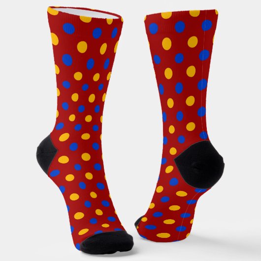 Rot Blau Gelb Polka Punkte Design Socken (Gewinkelt)