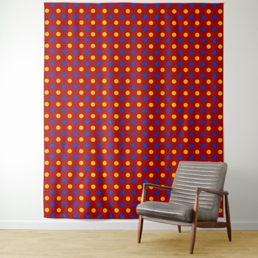 Rot Blau Gelb Polka Punkte Design  Wandteppich (Beispiel)