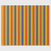 Rot Blau Gelb Streifen Muster Design Geschenkpapier (Flach)