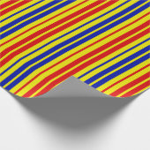 Rot Blau Gelb Streifen Muster Design Geschenkpapier (Ecke)