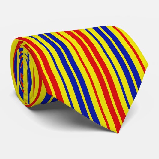 Rot Blau Gelb Streifen Muster Design Krawatte (Gerollt)