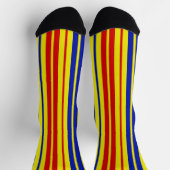 Rot Blau Gelb Streifen Muster Design Socken (Oben)