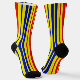 Rot Blau Gelb Streifen Muster Design  Socken