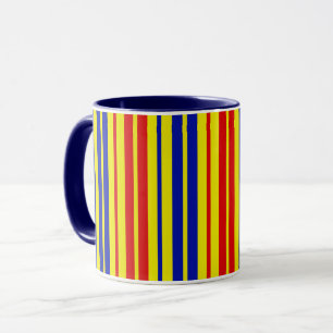 Rot Blau Gelb Streifen Muster Design Tasse