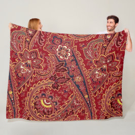 Rot, Blau, Gelb und Weiß Vintag Paisley Floral Fleecedecke
