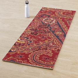 Rot, Blau, Gelb und Weiß Vintag Paisley Floral Yogamatte
