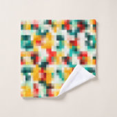 Rot-Blau-Gelb-Weiß Abstraktes Muster Badhandtuch Set (Waschlappen)