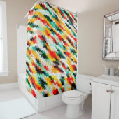 Rot-Blau-Gelb-Weiß Abstraktes Muster Duschvorhang (Beispiel)