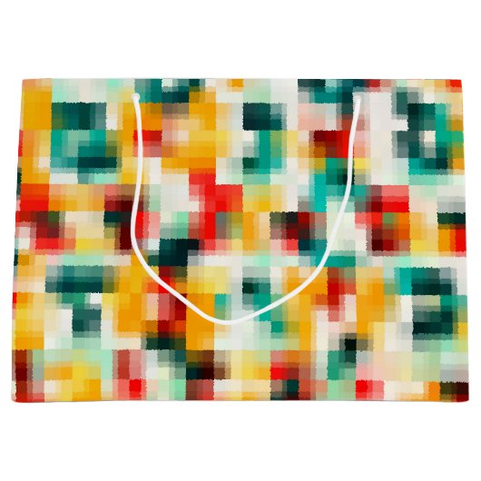 Rot-Blau-Gelb-Weiß Abstraktes Muster Große Geschenktüte (Vorderseite)