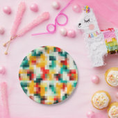 Rot-Blau-Gelb-Weiß Abstraktes Muster Pappteller (Party)